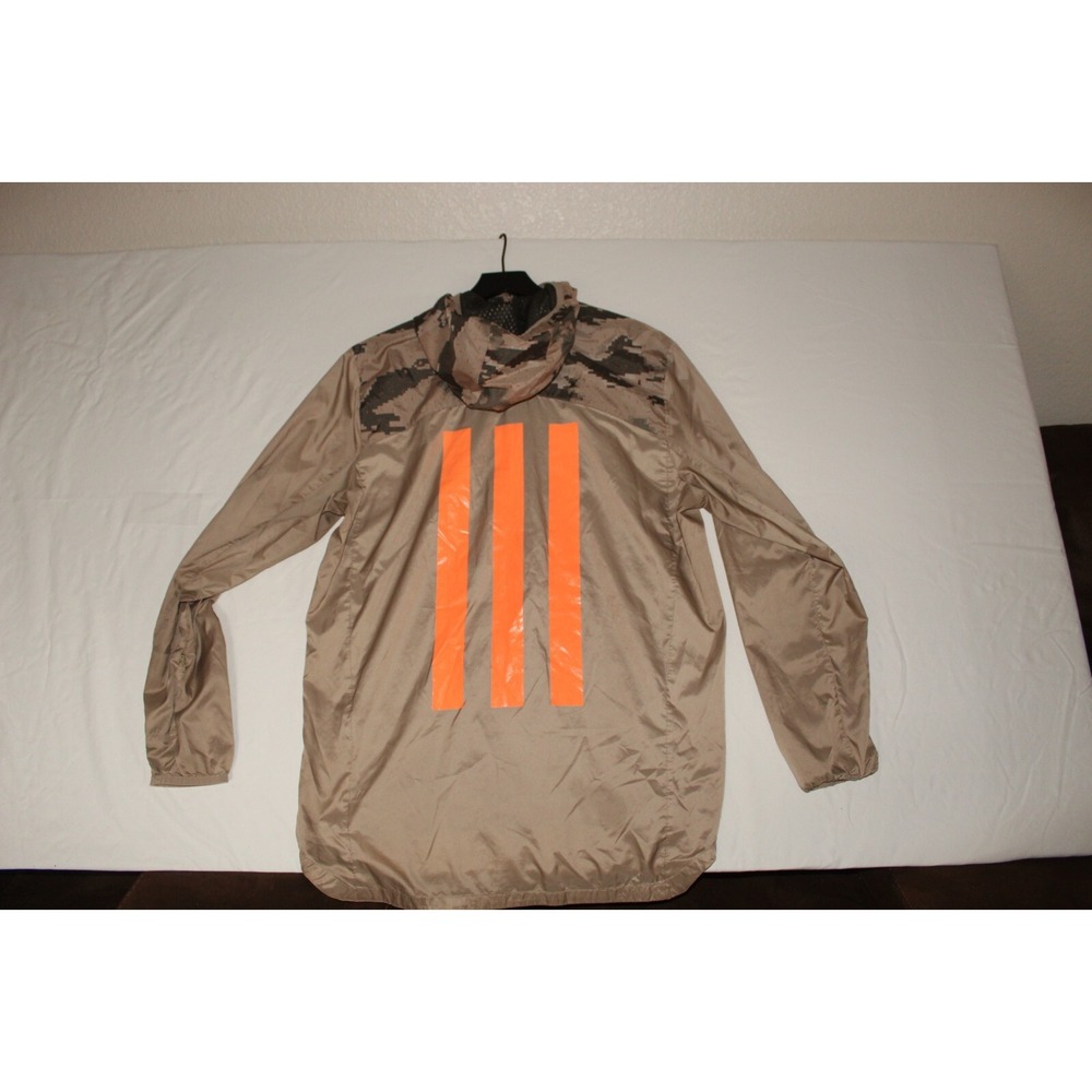 adidas digital camo tan tech‎ windbreaker hooded jacket men's large droptail 1/4 - Picture 4 of 9